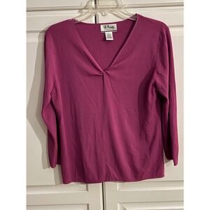 All Points By Reference Women's Burgundy Ribbed V-Neck Twist Front Sweater Top L